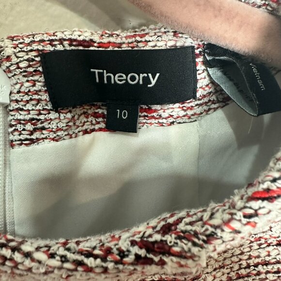 Theory Mod Belted Dress Size 10 Sheath Red White Work Career Office Classic - Picture 8 of 9